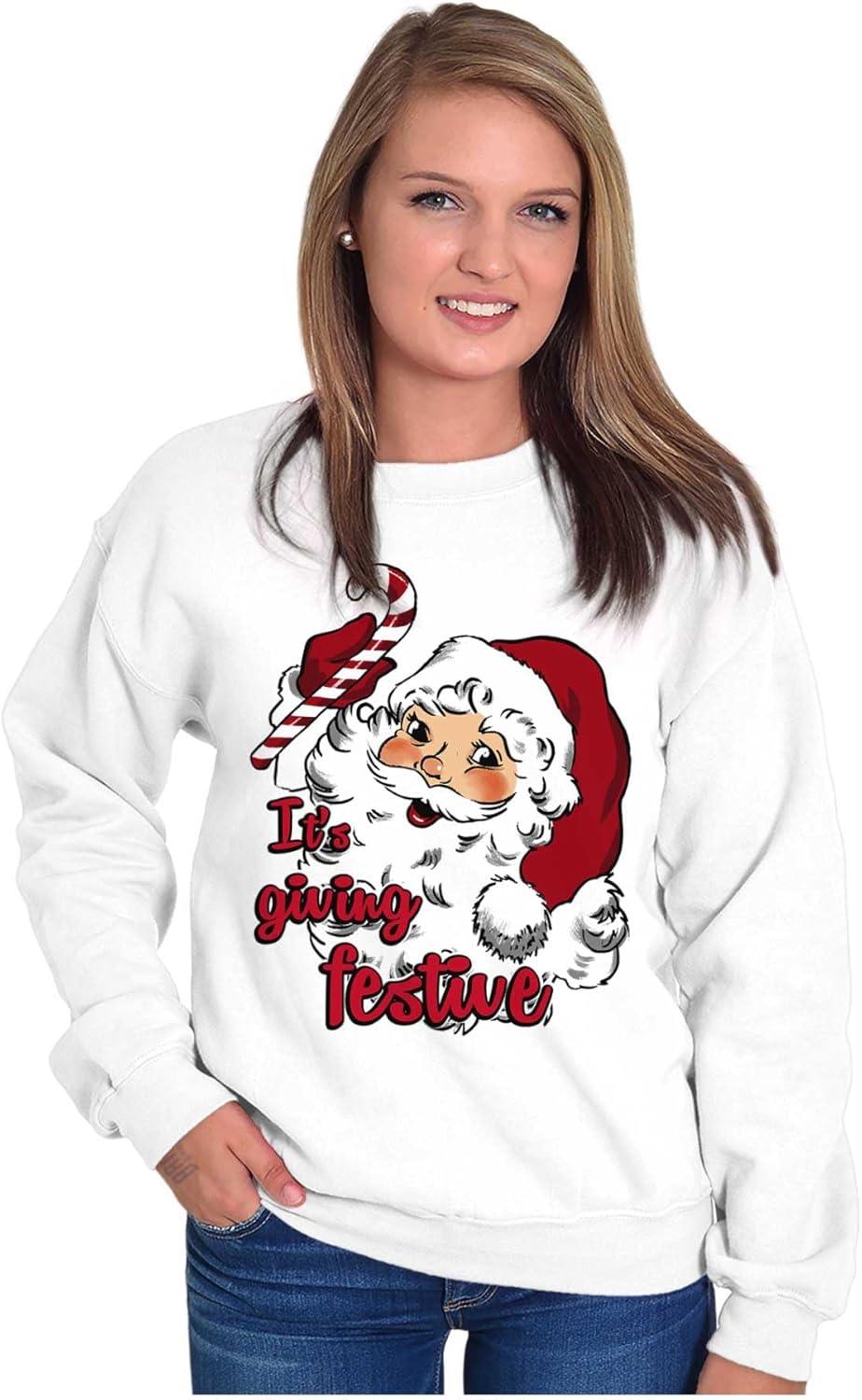 imageChristmas Santa Its Giving Festive Sweatshirt for Men or WomenWhite