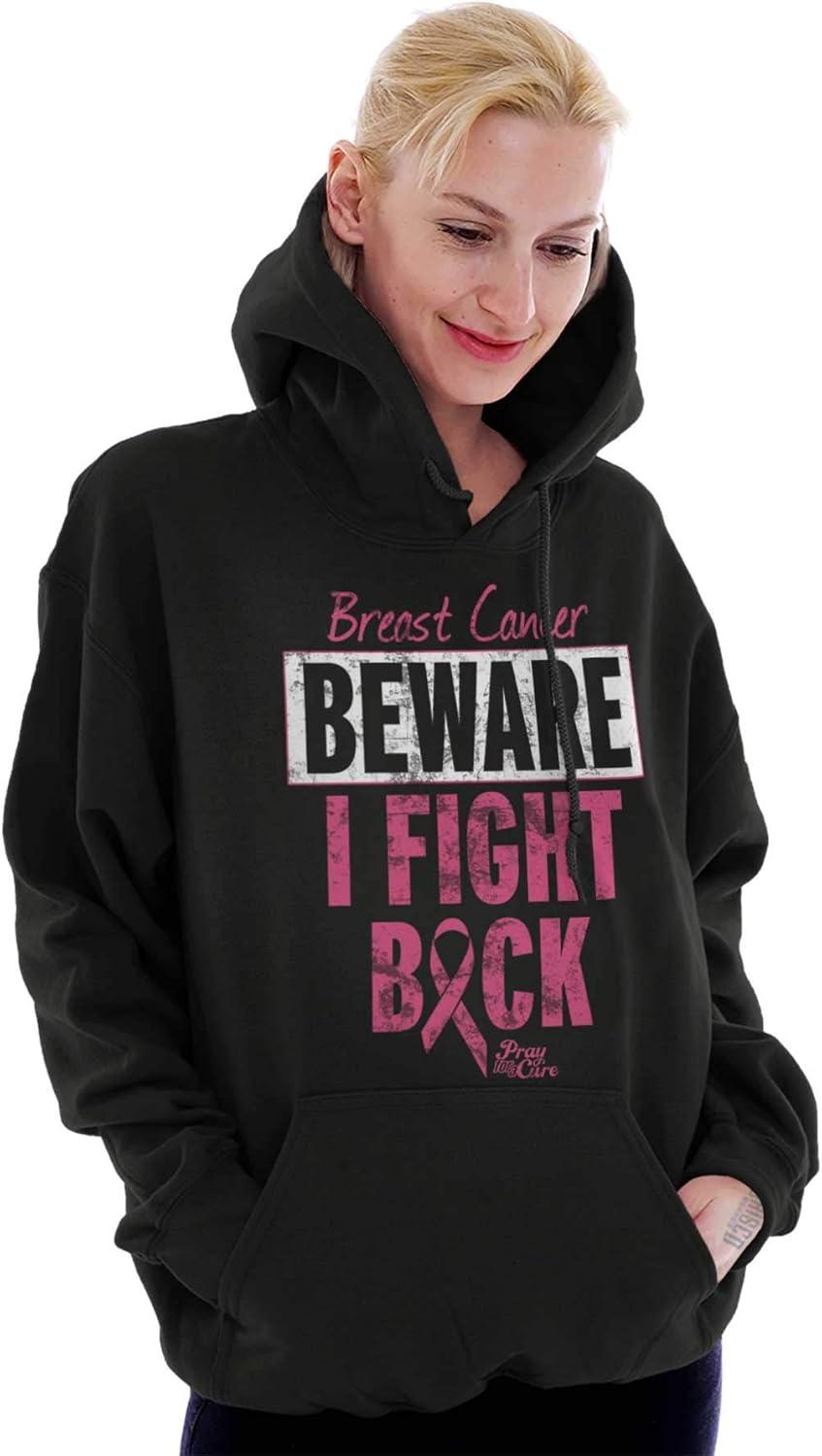 imageClassic Teaze Beware Fight Back Breast Cancer Pink Hoodie Sweatshirt WomenBlack