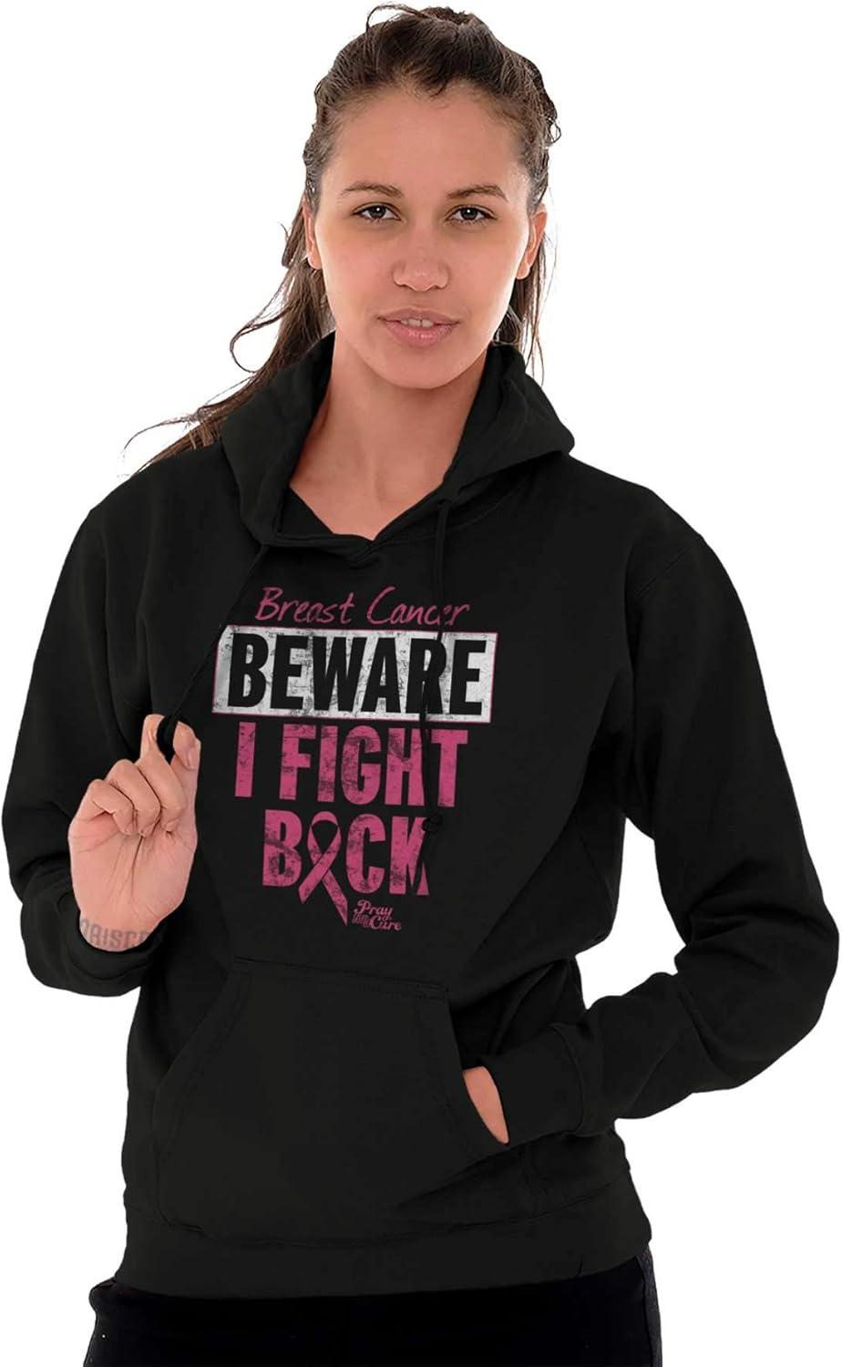 imageClassic Teaze Beware Fight Back Breast Cancer Pink Hoodie Sweatshirt WomenBlack
