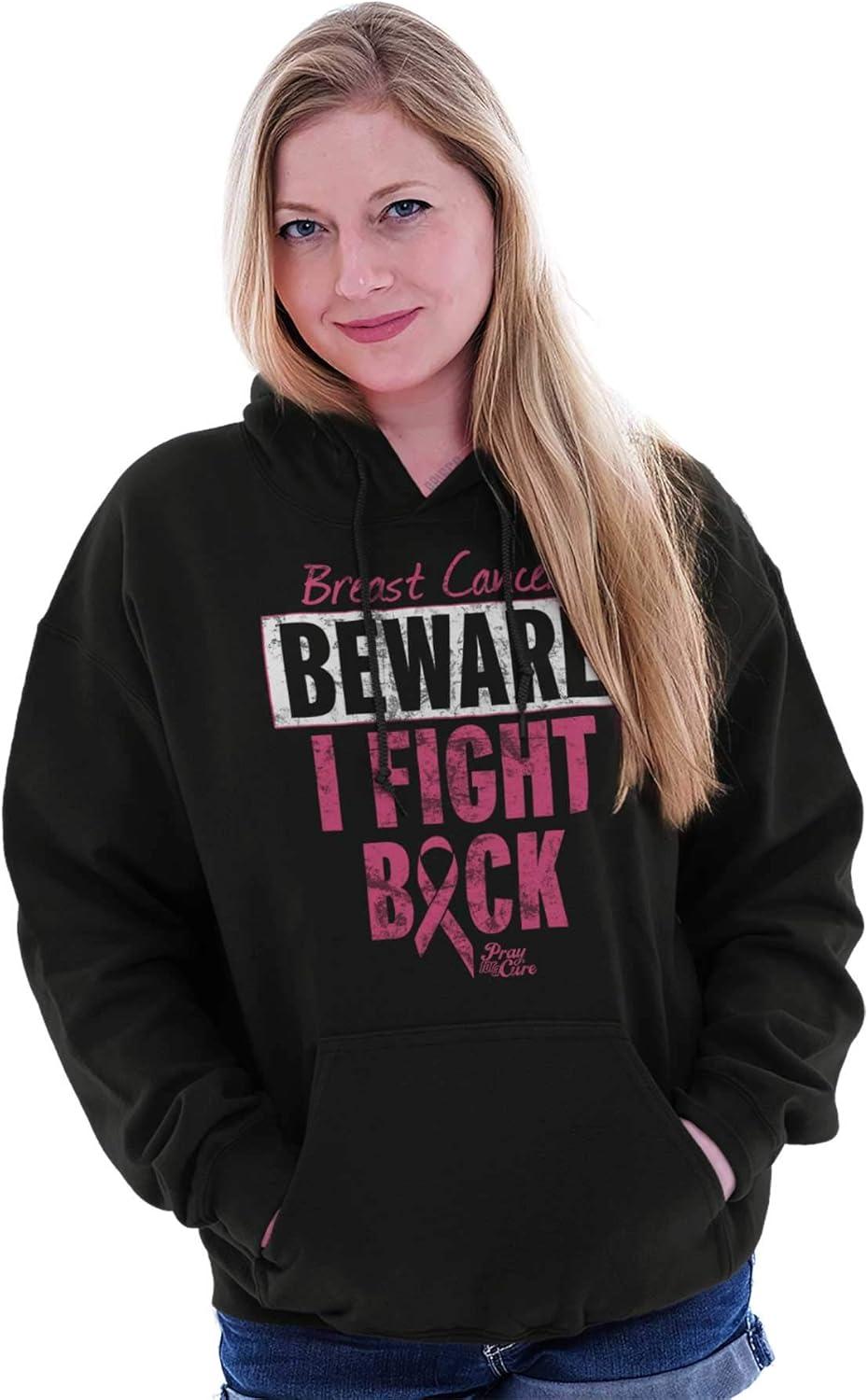 imageClassic Teaze Beware Fight Back Breast Cancer Pink Hoodie Sweatshirt WomenBlack