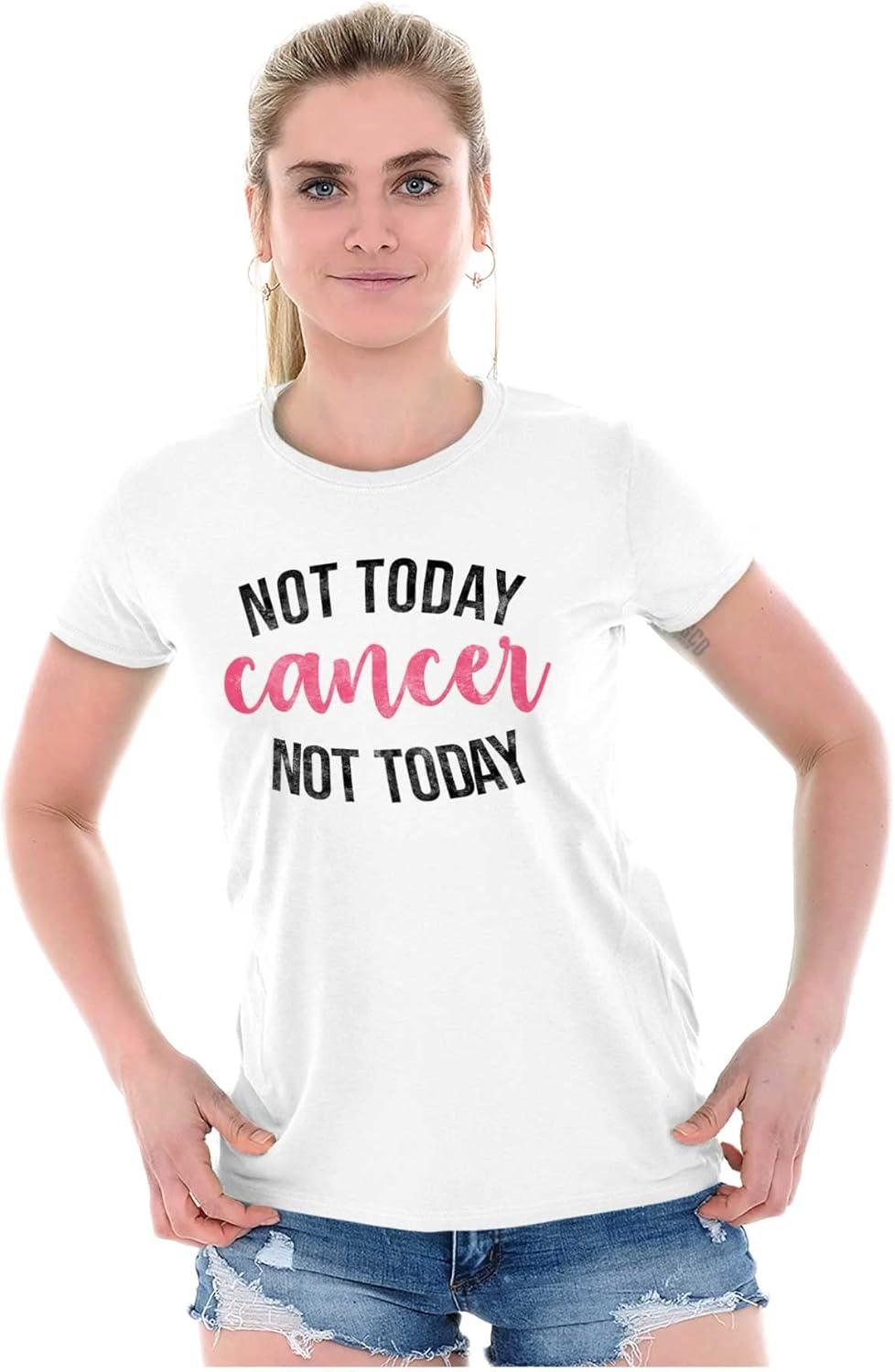 imageNot Today Breast Cancer Survivor Womens Slim Fit Graphic TeeWhite