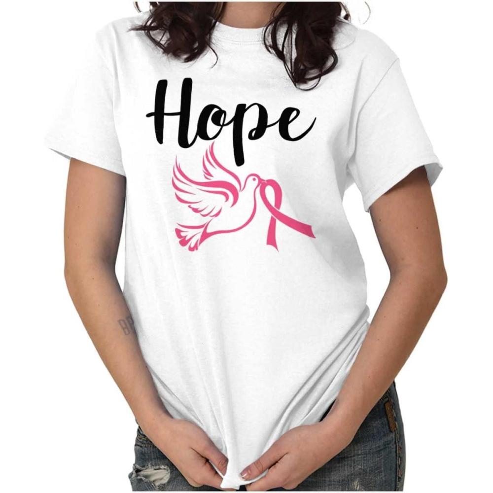 imageBreast Cancer Awareness Hope Dove Womens Graphic T Shirt TeesWhite