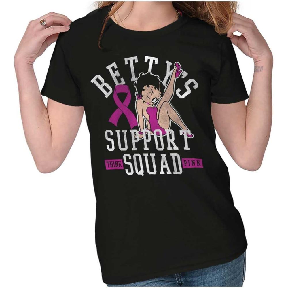 imageBrisco Brands Breast Cancer Bettys Support Squad Womens Slim Fit Graphic TeeBlack