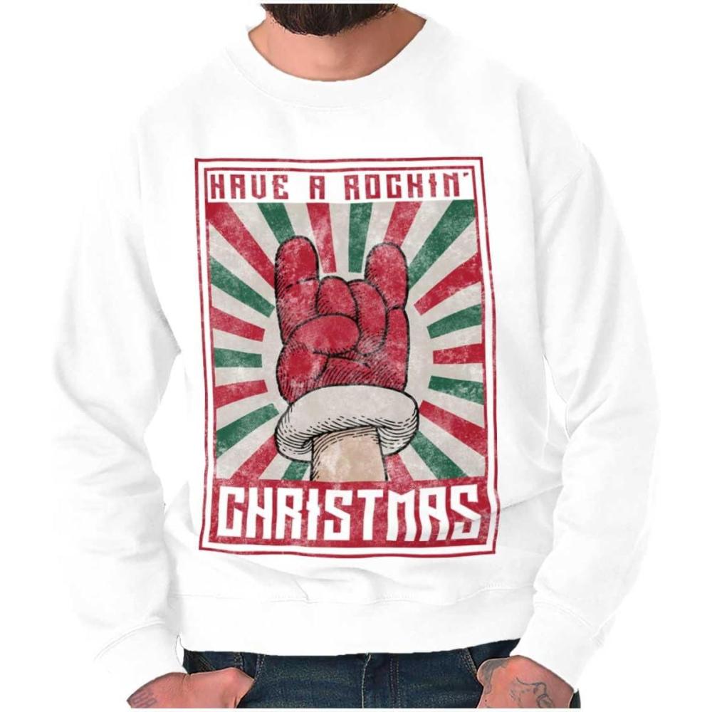 imageBrisco Brands Have A Rockin Christmas Poster Sweatshirt for Men or WomenWhite