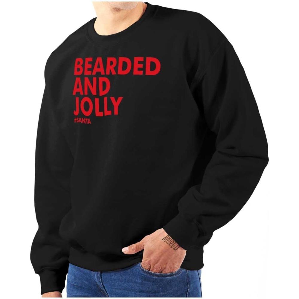 imageBrisco Brands Xmas Bearded and Jolly Hashtag Santa Mens Crewneck SweatshirtBlack