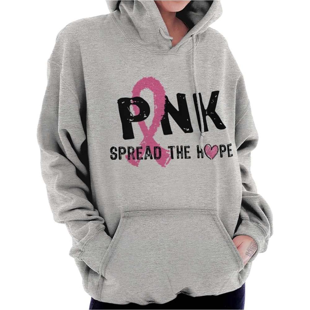 imageClassic Teaze Pink Spread The Hope Breast Cancer Hoodie Sweatshirt WomenSport Grey