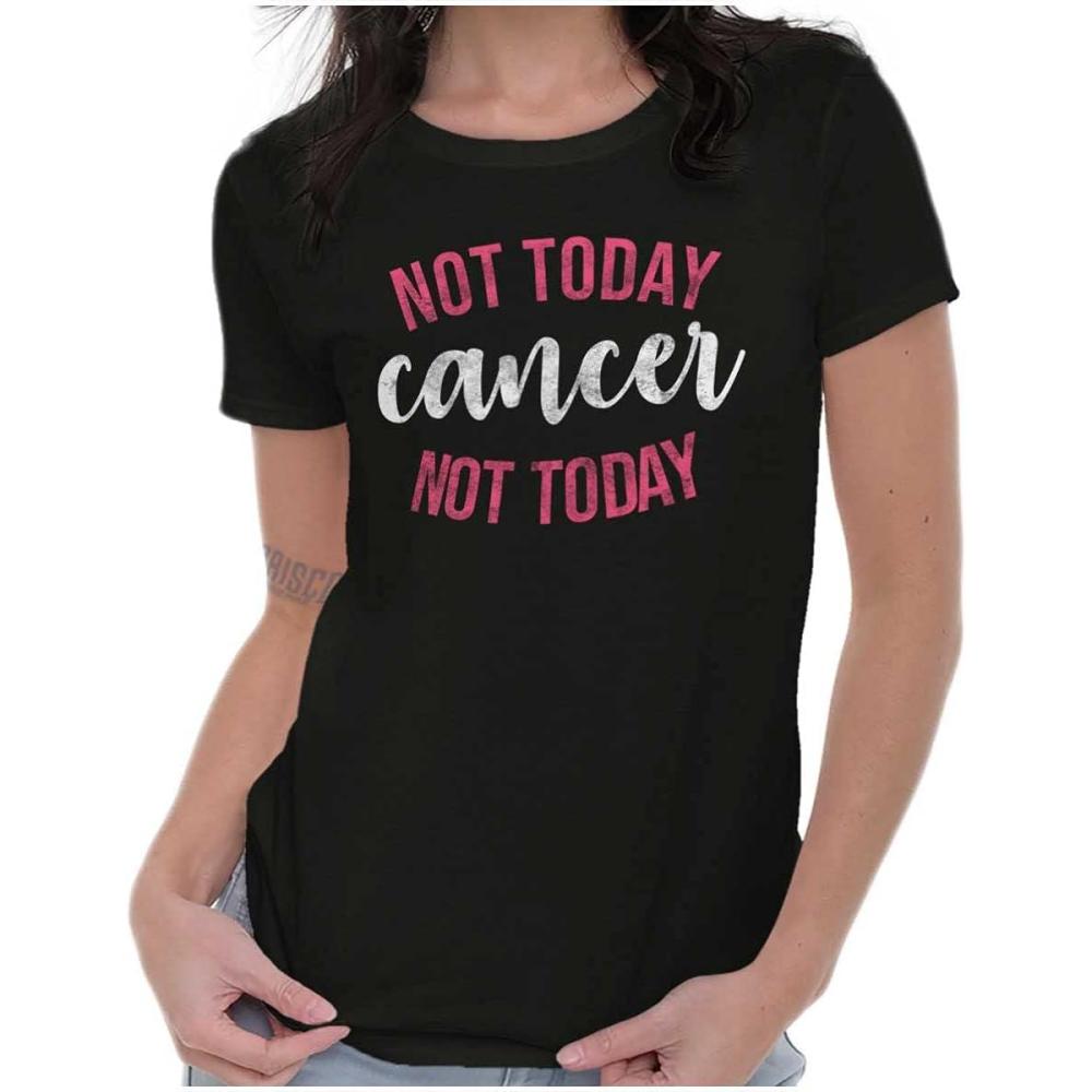 imageNot Today Breast Cancer Survivor Womens Slim Fit Graphic TeeBlack