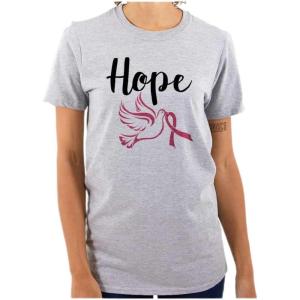 Breast Cancer Awareness Hope Dove Womens Graphic T Shirt Tees(Sport Grey)