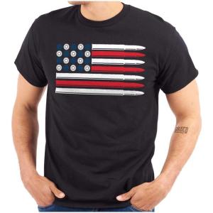 Brisco Brands Ammo Bullet 2nd Amendment Flag Graphic T Shirt Men or Women(Black – Usa Flag)