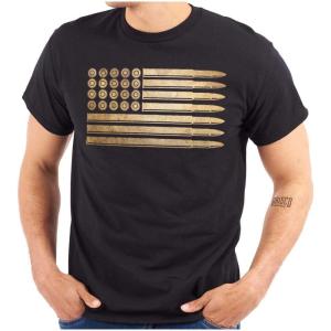 Brisco Brands Ammo Bullet 2nd Amendment Flag Graphic T Shirt Men or Women(Black)