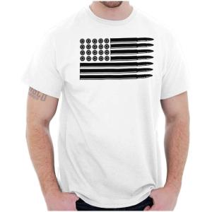 Brisco Brands Ammo Bullet 2nd Amendment Flag Graphic T Shirt Men or Women(White – Black Flag)