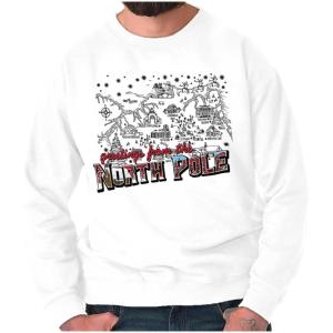 Brisco Brands Christmas Greetings From North Pole Sweatshirt for Men or Women(White)