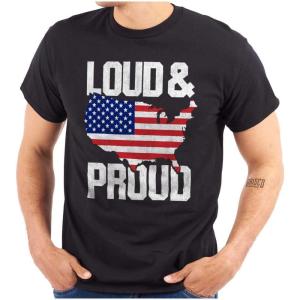 Brisco Brands Loud Proud American State Flag Map Graphic T Shirt Men or Women(Black)