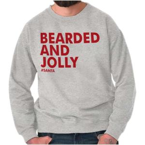 Brisco Brands Xmas Bearded and Jolly Hashtag Santa Men’s Crewneck Sweatshirt(Sport Grey)