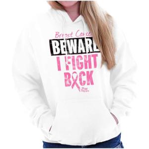 Classic Teaze Beware Fight Back Breast Cancer Pink Hoodie Sweatshirt Women(White)