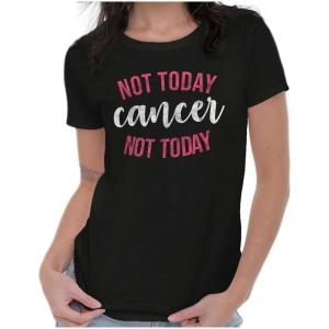 Not Today Breast Cancer Survivor Womens Slim Fit Graphic Tee(Black)