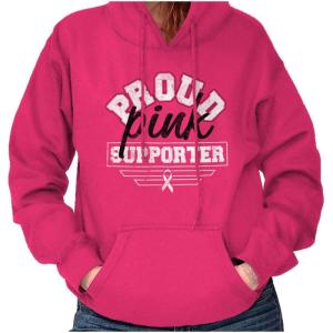 Proud Pink Ribbon Cancer Supporter Hoodie Sweatshirt Women