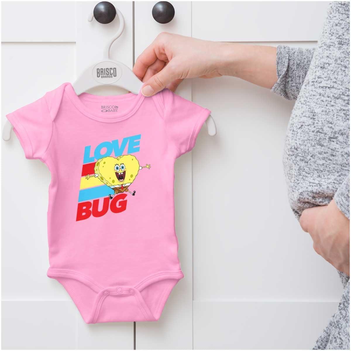imageBrisco Brands SpongeBob Cartoon Heart Love Bug Baby Romper Boys or GirlsPink