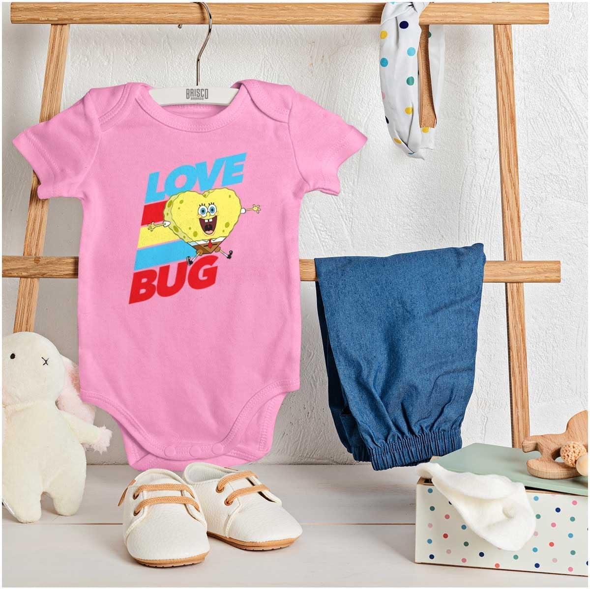 imageBrisco Brands SpongeBob Cartoon Heart Love Bug Baby Romper Boys or GirlsPink