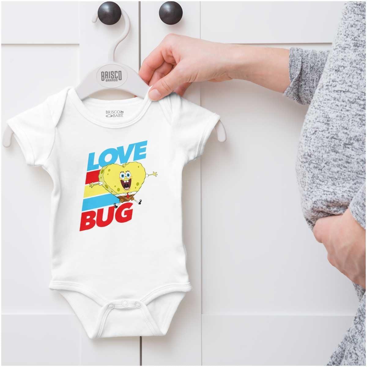 imageBrisco Brands SpongeBob Cartoon Heart Love Bug Baby Romper Boys or GirlsWhite