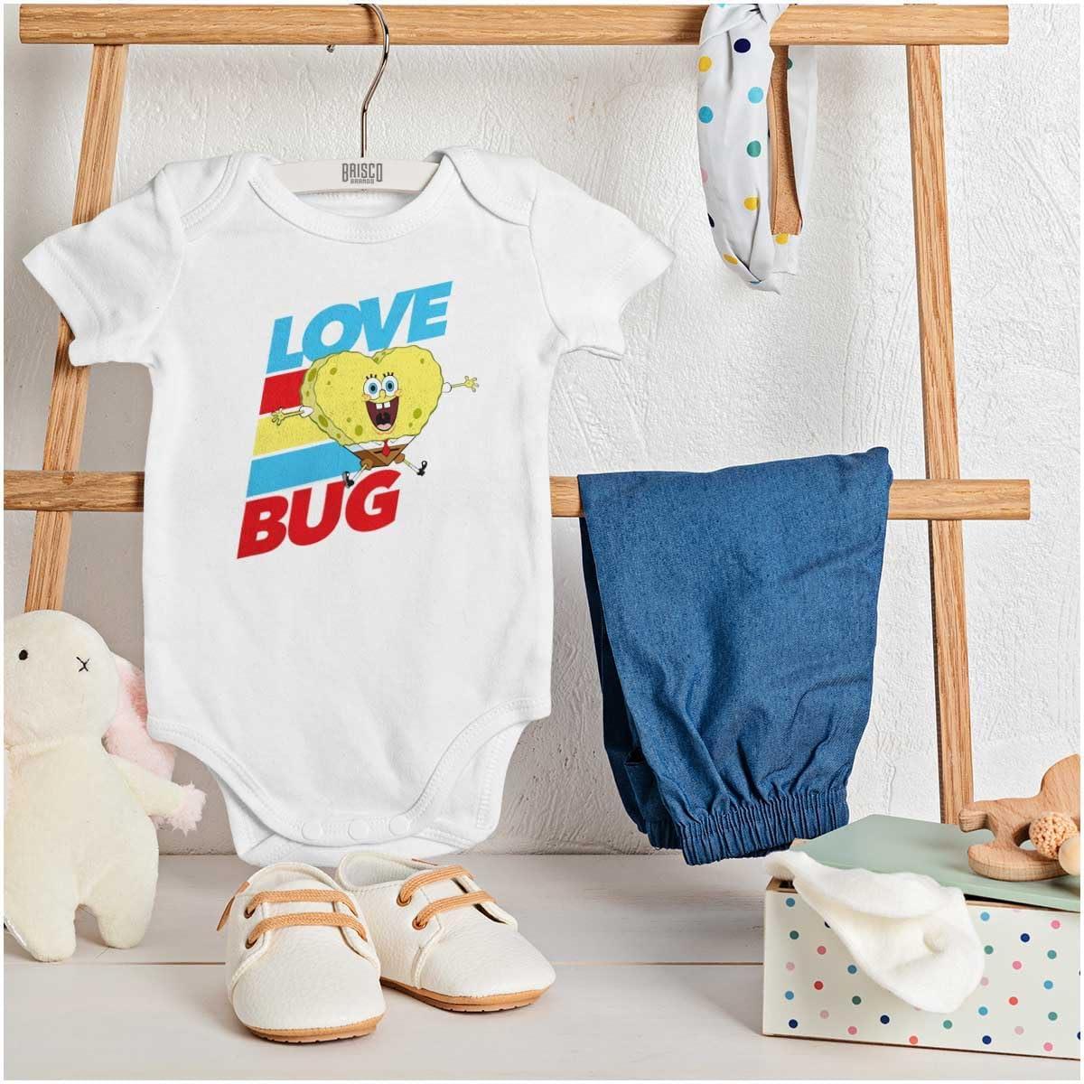 imageBrisco Brands SpongeBob Cartoon Heart Love Bug Baby Romper Boys or GirlsWhite