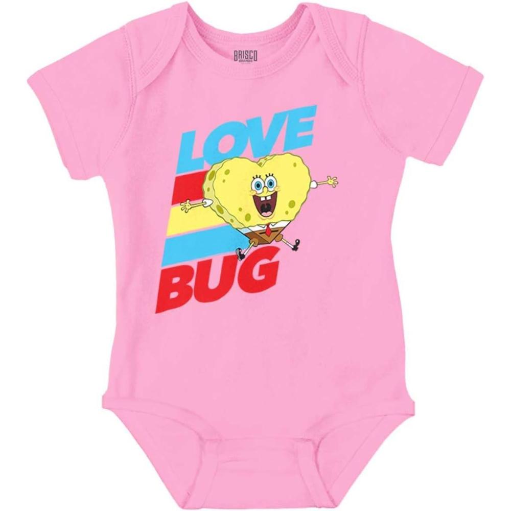 imageBrisco Brands SpongeBob Cartoon Heart Love Bug Baby Romper Boys or GirlsPink