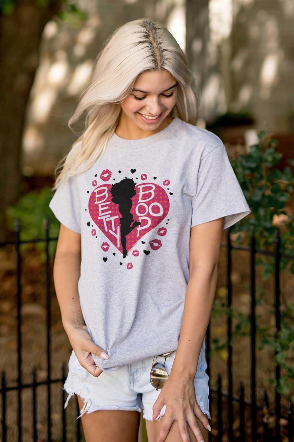 imageBetty Boop Fans Lovers Cute Heart Womens Graphic T Shirt TeesSport Grey
