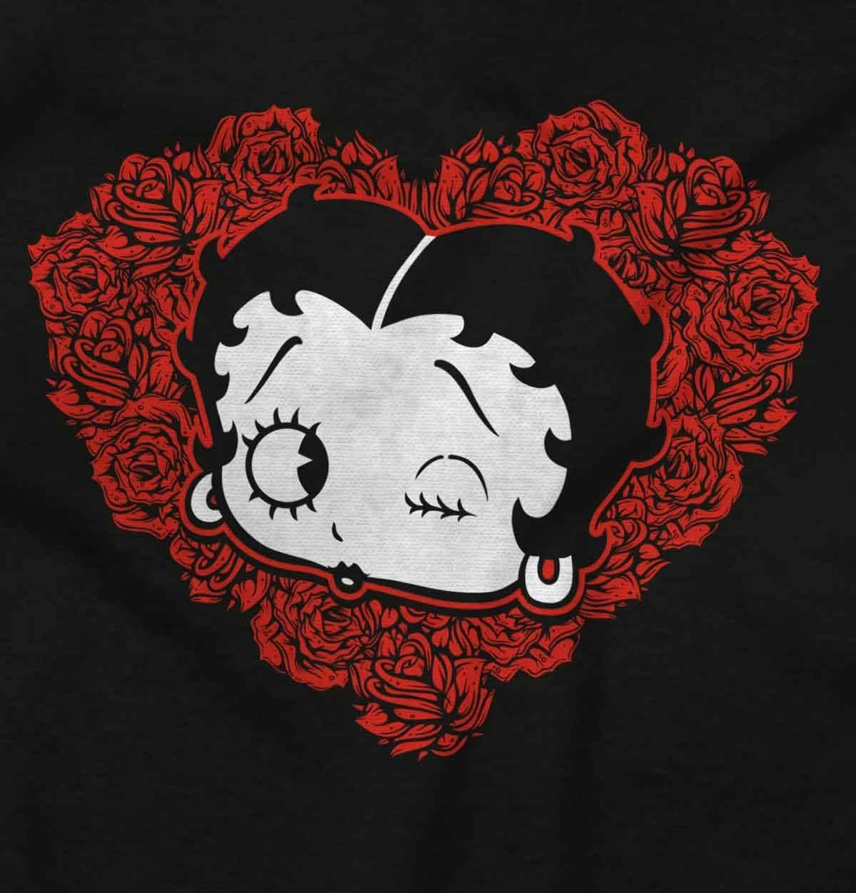 imageBetty Boop Heart Wink Blowing Kisses Womens Slim Fit Graphic TeeBlack
