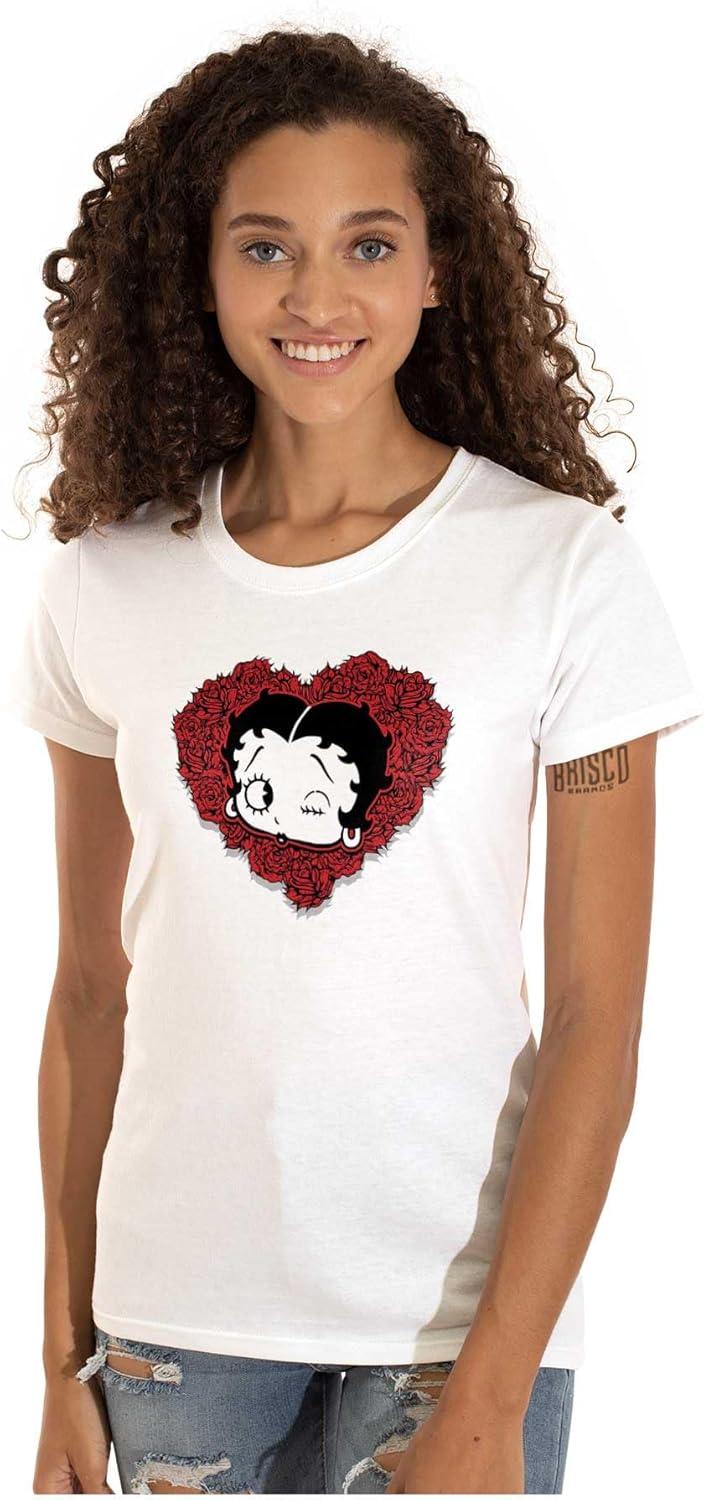 imageBetty Boop Heart Wink Blowing Kisses Womens Slim Fit Graphic TeeWhite
