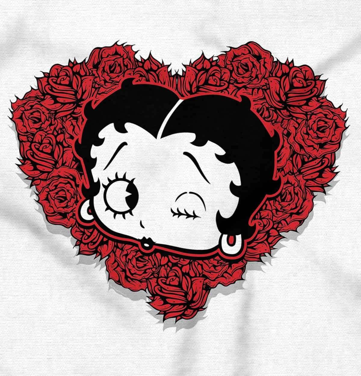 imageBetty Boop Heart Wink Blowing Kisses Womens Slim Fit Graphic TeeWhite