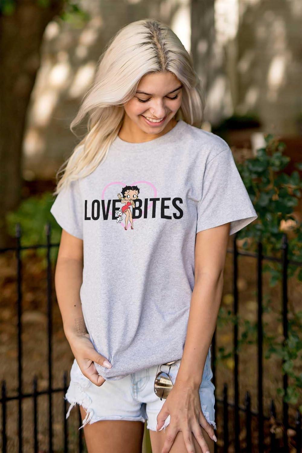 imageBetty Boop Love Bites Single Girls Womens Graphic T Shirt TeesSport Grey