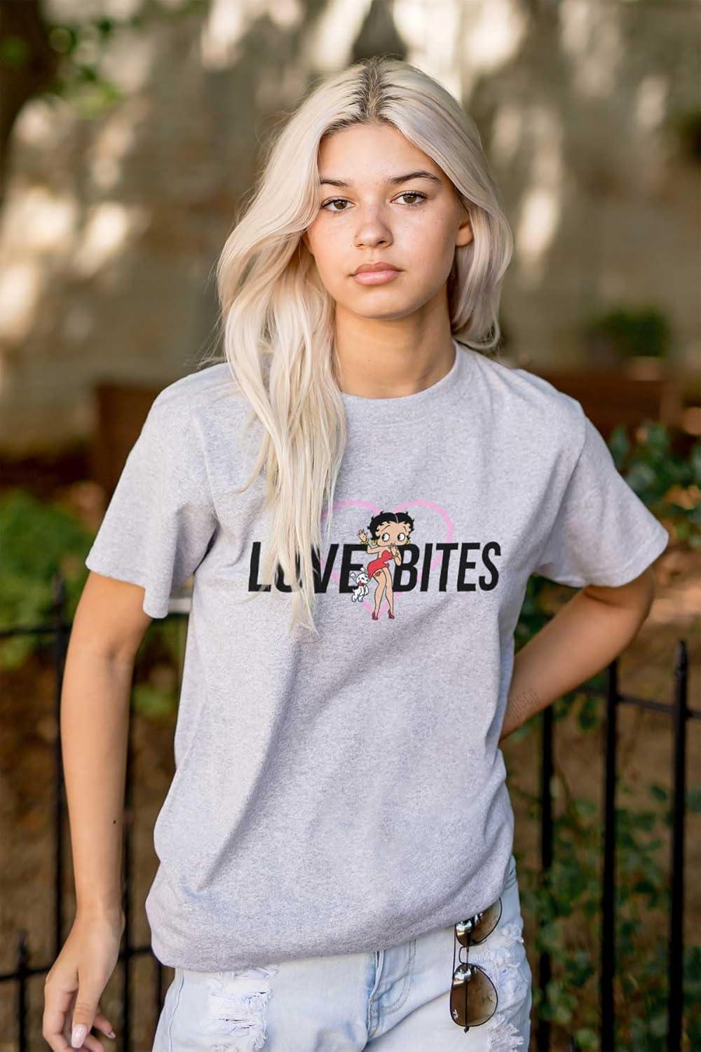 imageBetty Boop Love Bites Single Girls Womens Graphic T Shirt TeesSport Grey