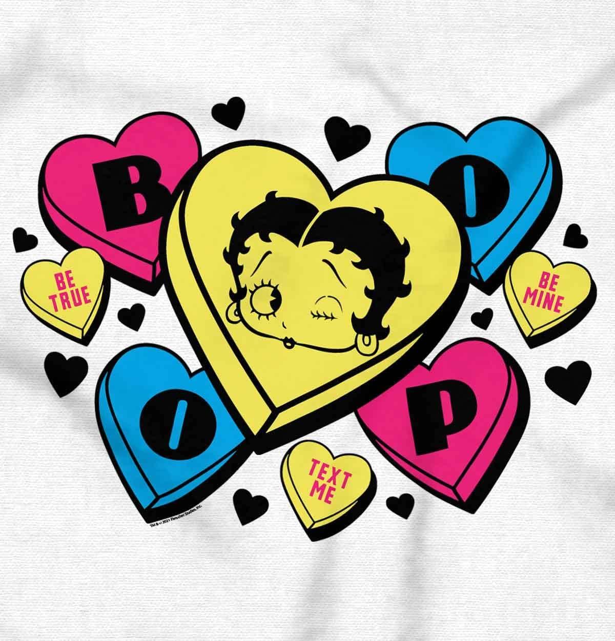 imageBrisco Brands Betty Boop Conversation Hearts Cute Hoodie Sweatshirt WomenWhite