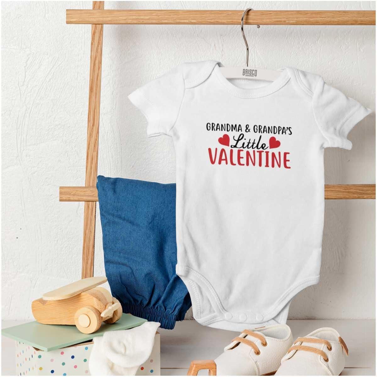 imageBrisco Brands Grandma and Grandpas Little Valentine Baby Romper Boys or GirlsWhite