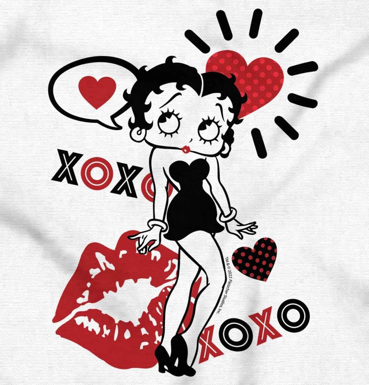 imageBrisco Brands Retro Betty Boop Hugs Kisses XO Love Hoodie Sweatshirt WomenWhite