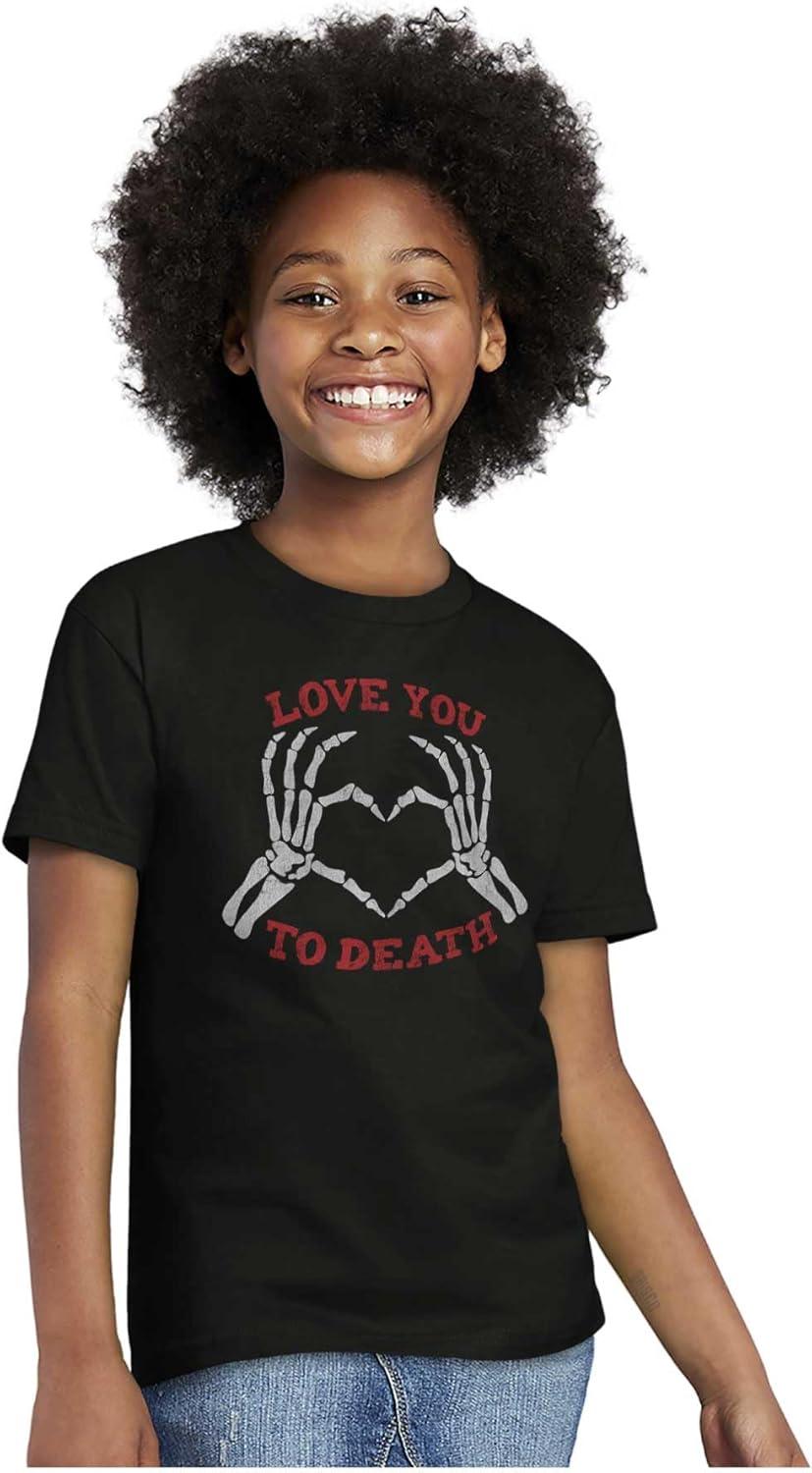 imageLove You to Death Heart Skeleton Crewneck T Shirts Boy Girl