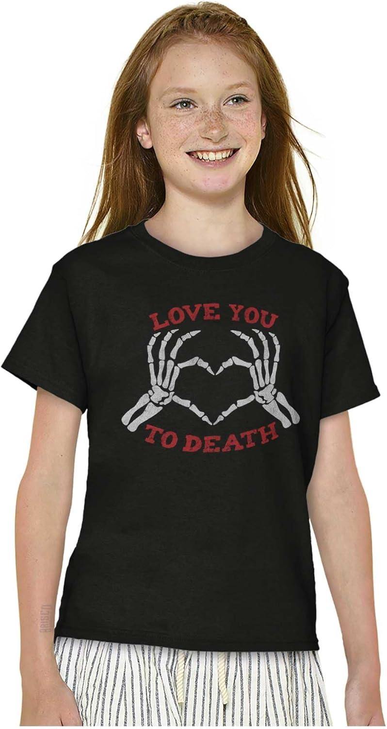 imageLove You to Death Heart Skeleton Crewneck T Shirts Boy Girl