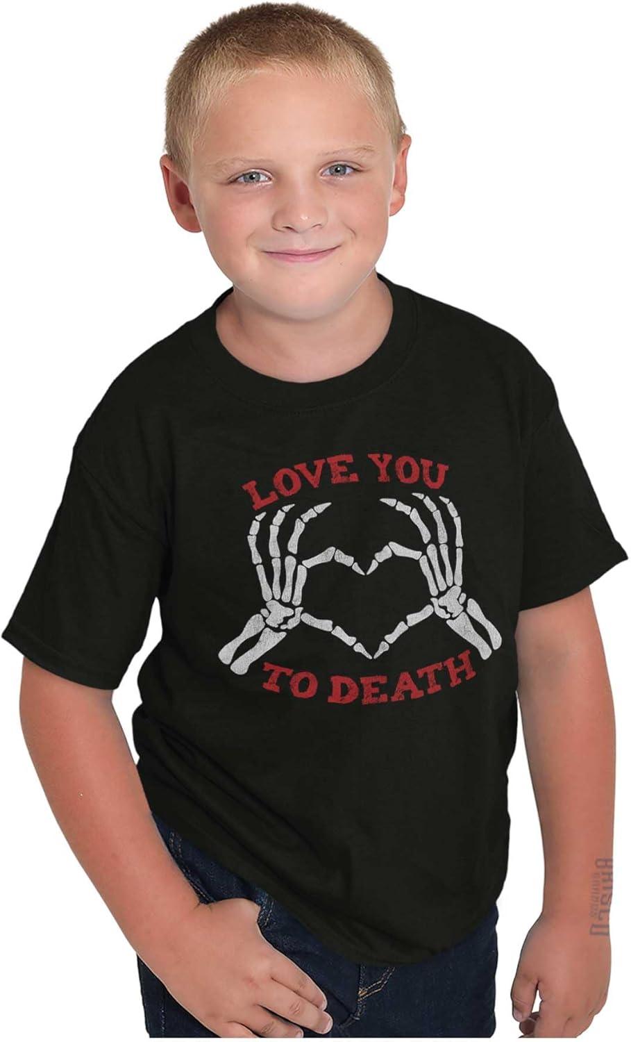 imageLove You to Death Heart Skeleton Crewneck T Shirts Boy Girl