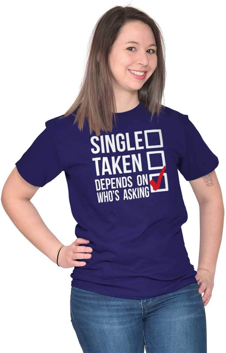 imageSingle Taken Depends Who Asks Funny Graphic T Shirt Men or WomenPurple