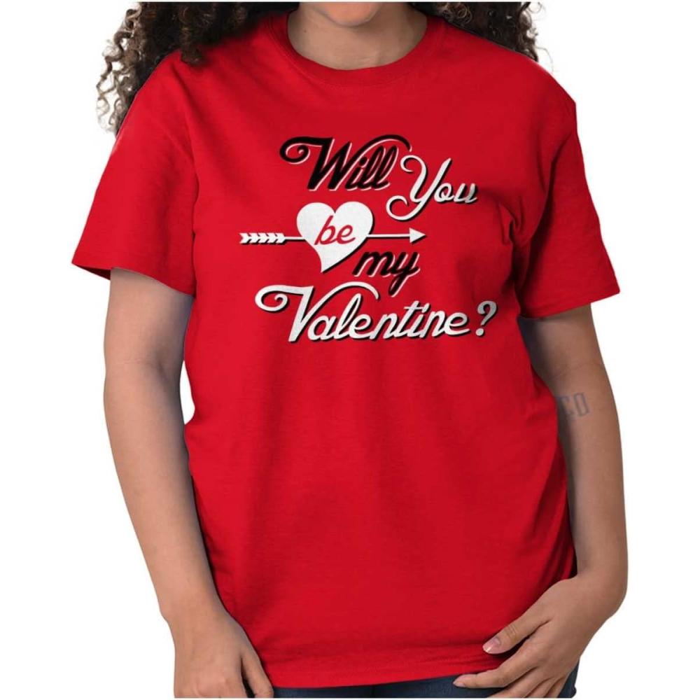 imageBe My Valentines Day Heart Love Womens Graphic T Shirt TeesRed
