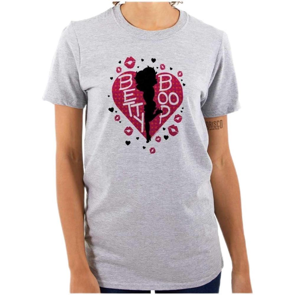 imageBetty Boop Fans Lovers Cute Heart Womens Graphic T Shirt TeesSport Grey
