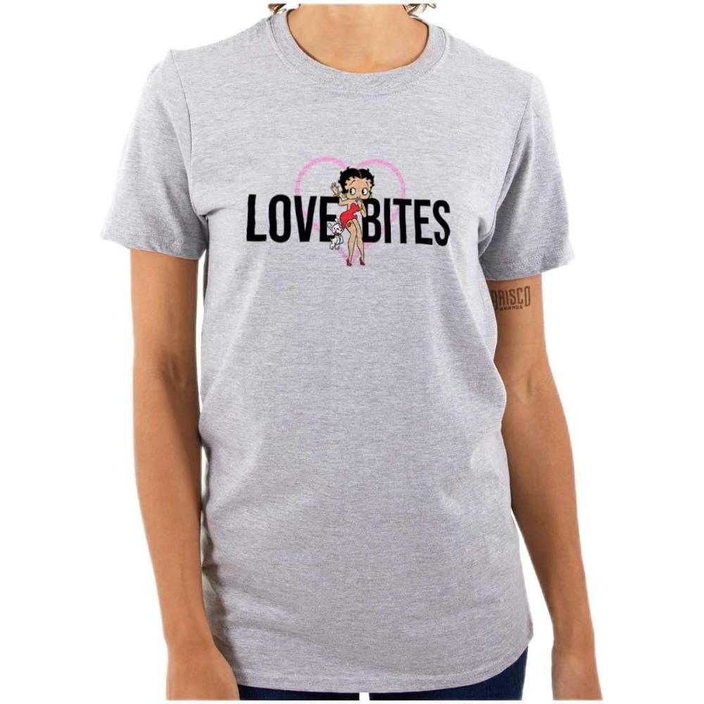 imageBetty Boop Love Bites Single Girls Womens Graphic T Shirt TeesSport Grey
