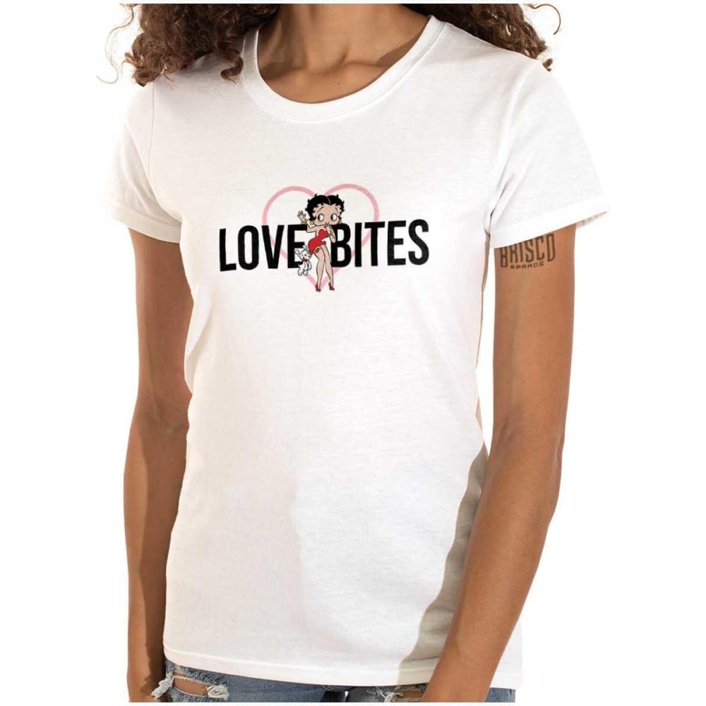 imageBetty Boop Love Bites Single Girls Womens Slim Fit Graphic TeeWhite