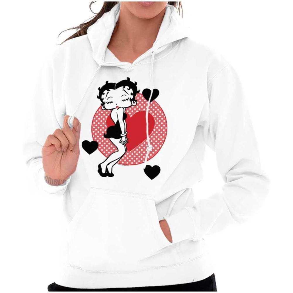 imageBrisco Brands Betty Boop Cute Sassy Kissy Face Hoodie Sweatshirt WomenWhite