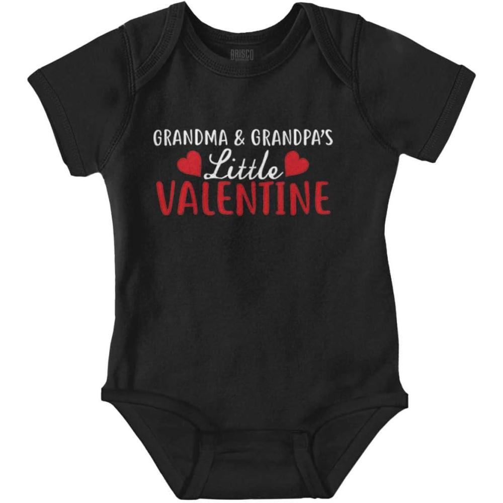 imageBrisco Brands Grandma and Grandpas Little Valentine Baby Romper Boys or GirlsBlack