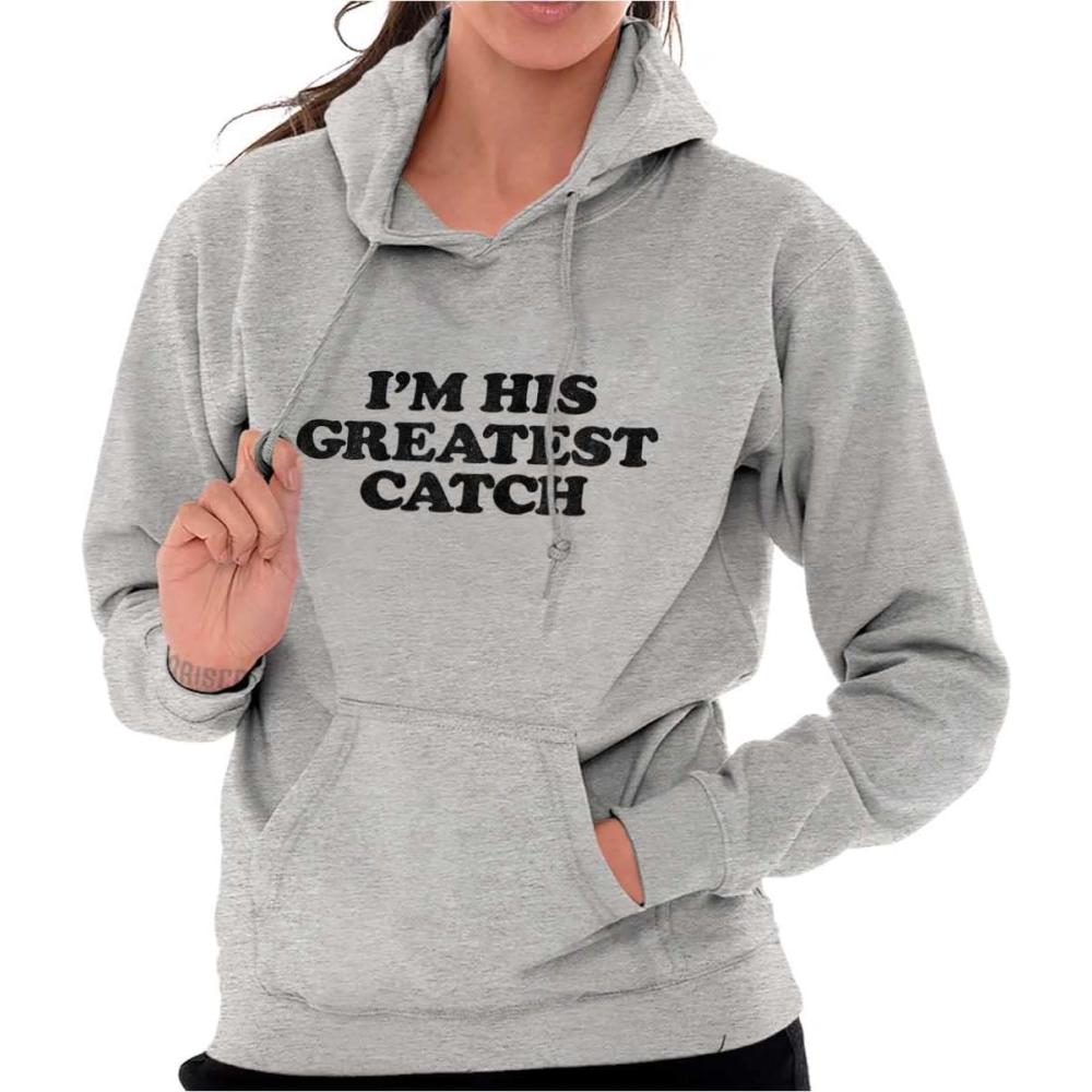 imageBrisco Brands His Greatest Catch Funny Fishing Hoodie Sweatshirt WomenSport Grey