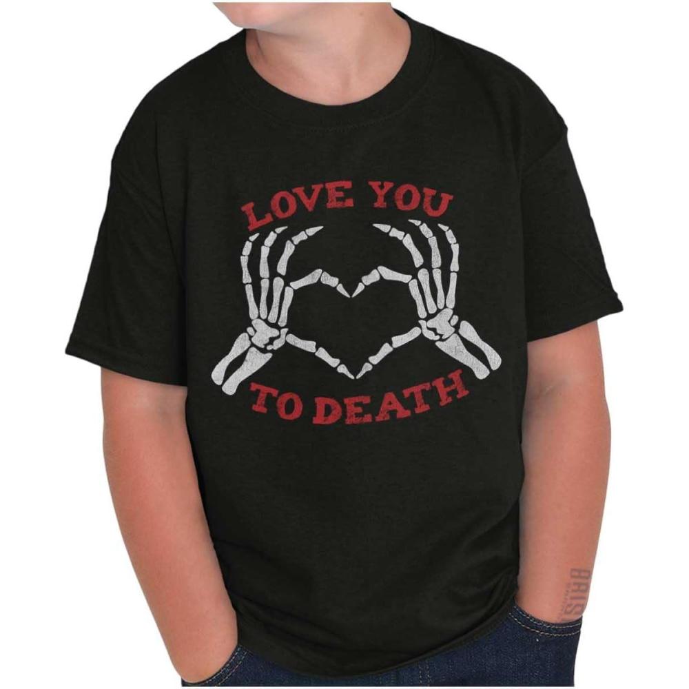 imageLove You to Death Heart Skeleton Crewneck T Shirts Boy Girl