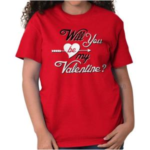 Be My Valentines Day Heart Love Womens Graphic T Shirt Tees(Red)