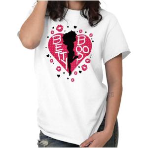 Betty Boop Fans Lovers Cute Heart Womens Graphic T Shirt Tees(White)