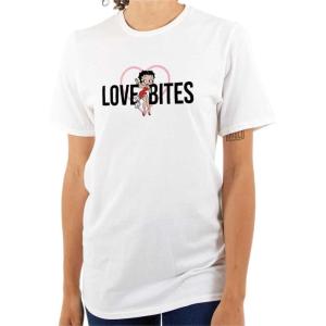 Betty Boop Love Bites Single Girls Womens Graphic T Shirt Tees(White)